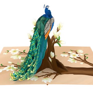 Tarjeta emergente de pavo real, tarjetas 3D, tarjeta navideña, tarjetas de felicitación, tarjeta de regalo de feliz cumpleaños, tarjeta hecha a mano, manualidad de papel,