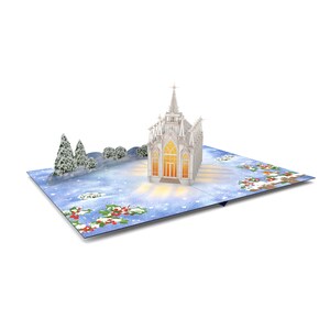 CHRITMAS CHAPEL Pop Up Card, Karty 3D, Kartka świąteczna, Kartki okolicznościowe, Karta podarunkowa na urodziny, Kartka ręcznie robiona
