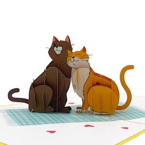 Carte pop-up Love Dogs and Cats, cartes 3D, carte d'anniversaire, cartes de vœux, carte cadeau de joyeux anniversaire, carte faite à la main, création en papier, carte de fleurs,