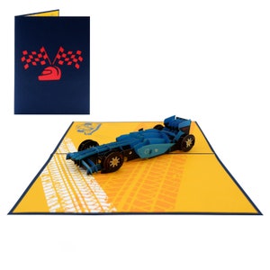 Carte Pop Up Formule 1, cartes 3D, carte de Noël, cartes de vœux, carte cadeau joyeux anniversaire, carte faite à la main, artisanat en papier,