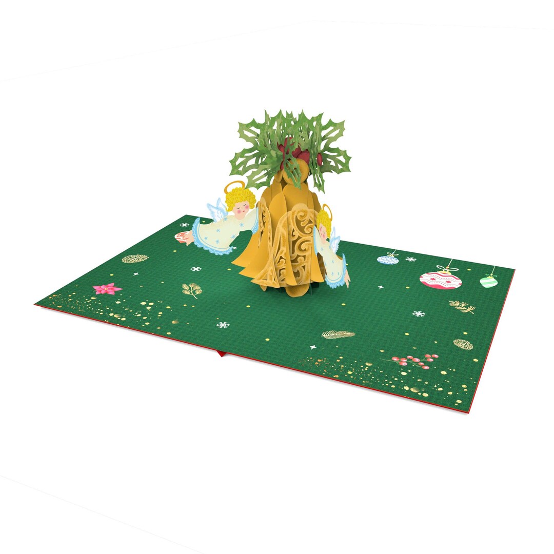 Xmas Angles Ringing Bell Pop up Card, 3D Cards, Christmas Card ...