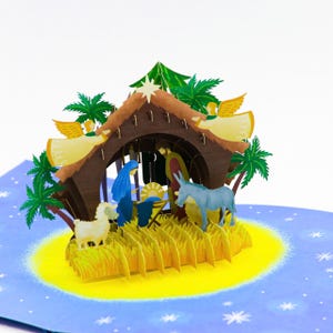 Krippe Pop Up Karte,3D Karten,Weihnachtskarte,Grußkarten,alles Gute zum Geburtstag Geschenk,handgemachte Karte,Papiermodell,