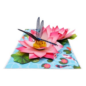 Lotus Dragonfly  Pop Up Card, 3D Cards, Birthday Card, Greeting Cards,Happy Birthday Gift card,handmade card,paper craft,flower card,