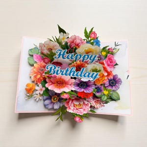Floral Birthday Pop Up Card: 3D Handmade Paper Craft