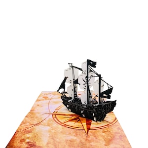 Pirate Ship Pop Up Card, 3D Cards, Christmas Card, Greeting Cards, Happy Birthday Gift card, handmade card, paper craft,