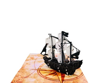 Pirate Ship  Pop Up Card, 3D Cards, Christmas  Card, Greeting Cards,Happy Birthday Gift card,handmade card,paper craft,