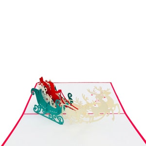 Santa and claus and reindeer Pop Up Card, 3D Cards, Christmas  Card, Greeting Cards,Happy Birthday Gift card,handmade card,paper craft,