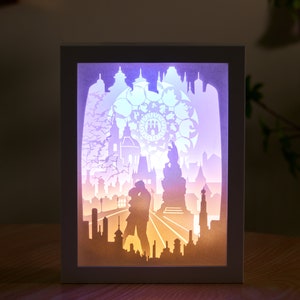 Caja de luz de papel cortado Caja de luz de tallado de papel Luz de noche Caja de luz led 3d Caja de sombra -BLG
