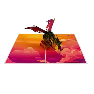 Carte pop-up dragon de feu, cartes 3D, carte de Noël, cartes de voeux, carte-cadeau de joyeux anniversaire, carte faite main, travaux manuels en papier,