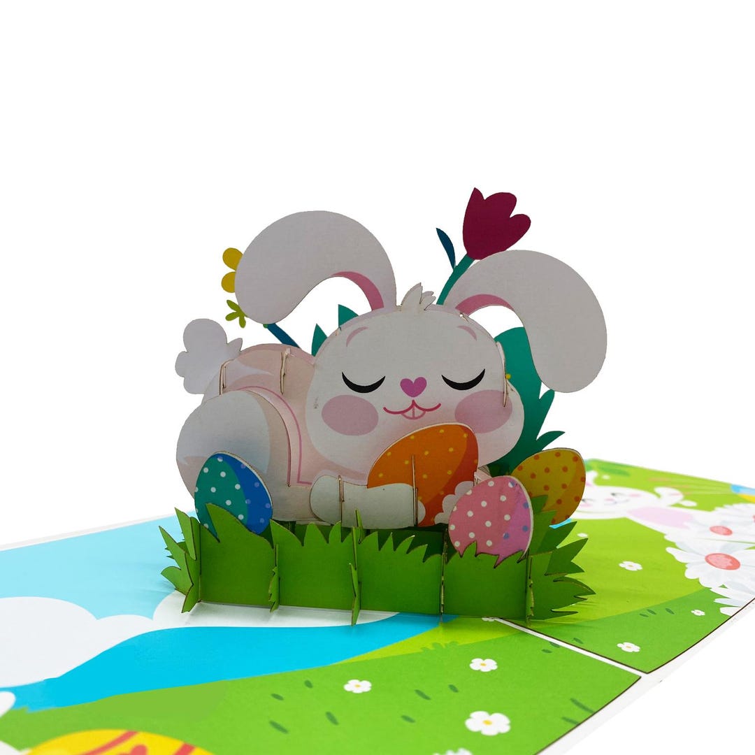 Bunny Easter Pop up Card: 3D Handmade Paper Craft - Etsy