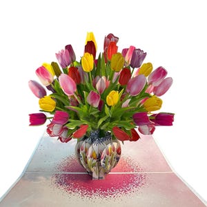 3D Tulip Bouquet Pop-Up Card: Handmade Papercraft Birthday Gift