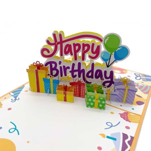 Happy Birthday Text  Pop Up Card, 3D Cards, Birthday Card, Greeting Cards,Happy Birthday Gift card,handmade card,paper craft,flower card,
