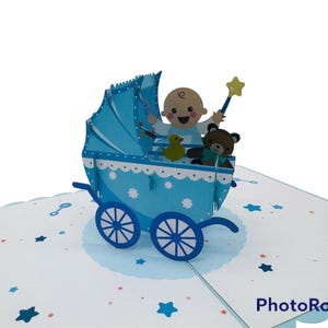 Pop-upkaart babywagen, 3D-kaarten, verjaardagskaart, wenskaarten, gelukkige verjaardagscadeaukaart, handgemaakte kaart, papieren ambacht, bloemenkaart,