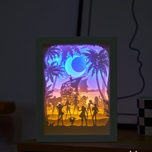 Scatola luminosa intagliata in carta Scatola luminosa intagliata in carta Luce notturna Scatola luminosa a LED 3D Shadow Box - Un pezzo