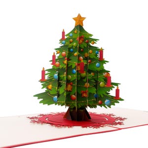 Pop-upkaart kerstboom, 3D-kaarten, kerstkaart, wenskaarten, gelukkige verjaardagscadeaukaart, handgemaakte kaart, papieren ambacht,