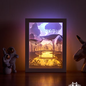 Scatola luminosa intagliata in carta Scatola luminosa intagliata in carta Luce notturna Scatola luminosa a LED 3D Scatola delle ombre - Ricordi d'infanzia