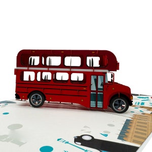 Tarjeta emergente de autobús de Londres, tarjetas 3D, tarjeta de cumpleaños, tarjetas de felicitación, tarjeta de regalo de feliz cumpleaños, tarjeta hecha a mano, artesanía de papel, tarjeta de flores,