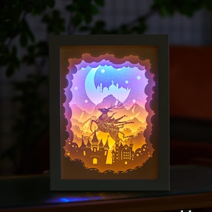 Scatola luminosa intagliata in carta Scatola luminosa intagliata in carta Luce notturna Scatola luminosa a LED 3D Shadow Box -Across the rainbow
