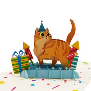 Birthday Dogs & Cats Pop Up Card, 3D Cards, Birthday Card, Greeting Cards,Happy Birthday Gift card,handmade card,paper craft,flower card,