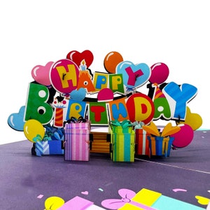 Carte pop-up 3D de joyeux anniversaire, cartes 3D, carte de Noël, cartes de voeux, carte-cadeau de joyeux anniversaire, carte faite main, travaux manuels en papier,