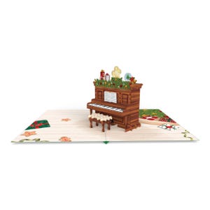 Kerstpiano pop-upkaart, 3D-kaarten, kerstkaart, wenskaarten, gelukkige verjaardagscadeaukaart, handgemaakte kaart, papieren ambacht,