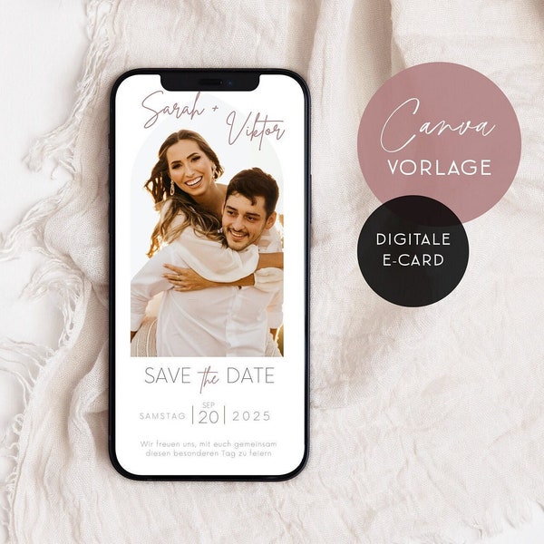 Digitale Hochzeitseinladung personalisiert mit Namen | moderne eCard Save the Date Einladung | Einladung zur Hochzeit per Whatsapp