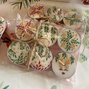 Holiday Christmas Handpainted Tealight Candles