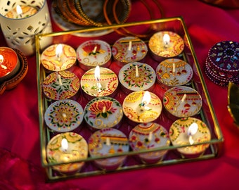 Handpainted Diwali Tealight Candles/Wedding Favours