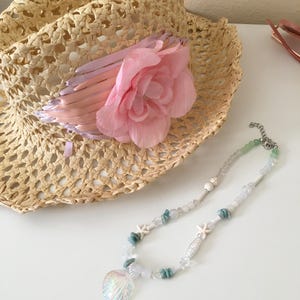 Seashell Beaded Choker Necklace: Beach Jewelry Gift/ Summer Necklace