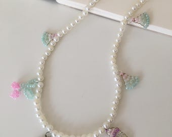 Handmade Pearl Beaded Choker: Fruit & Ice Cream Pendant Necklace / Unique Necklace