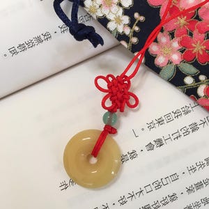 Handmade Chinese Style Jade Charm Yellow/ Red string Jade Charm/ Lucky Jade Phone Charm/ Jade For Women/ Gift For Her/ Chinese Jade Pendant