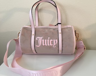 Juicy Couture Y2K Velour Bag: Pink & Beige Crossbody Purse/ Pink Velvet Handbag