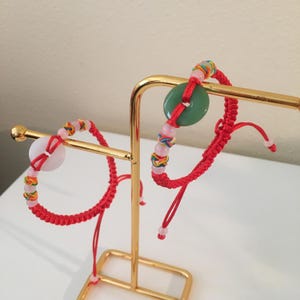 Handmade Jade Red String Bracelet: Adjustable Lucky Charm, Chinese Jade image 7