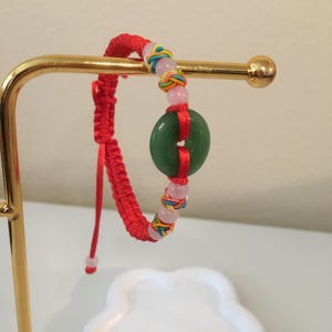 Handmade Jade Red String Bracelet: Adjustable Lucky Charm, Chinese Jade image 9