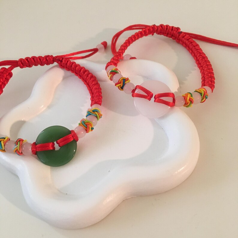 Handmade Jade Red String Bracelet: Adjustable Lucky Charm, Chinese Jade image 3