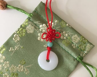 Handmade Chinese Jade Charm/ Red string White Jade Charm/ Lucky Jade Phone Charm/ Gift For Her/ Chinese Jade Pendant/ White Jade/ Jade Chain