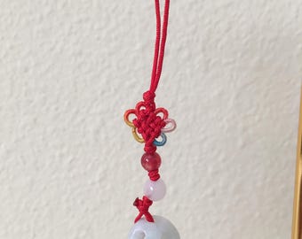 Handmade Jade Phone Charm: Chinese Knot Pendant, Lucky Amulet Pendant