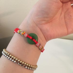 Handmade Jade Red String Bracelet: Adjustable Lucky Charm, Chinese Jade image 5