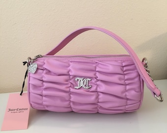 Juicy Couture Pink Ruched Baguette: Y2K Chain Shoulder Bag