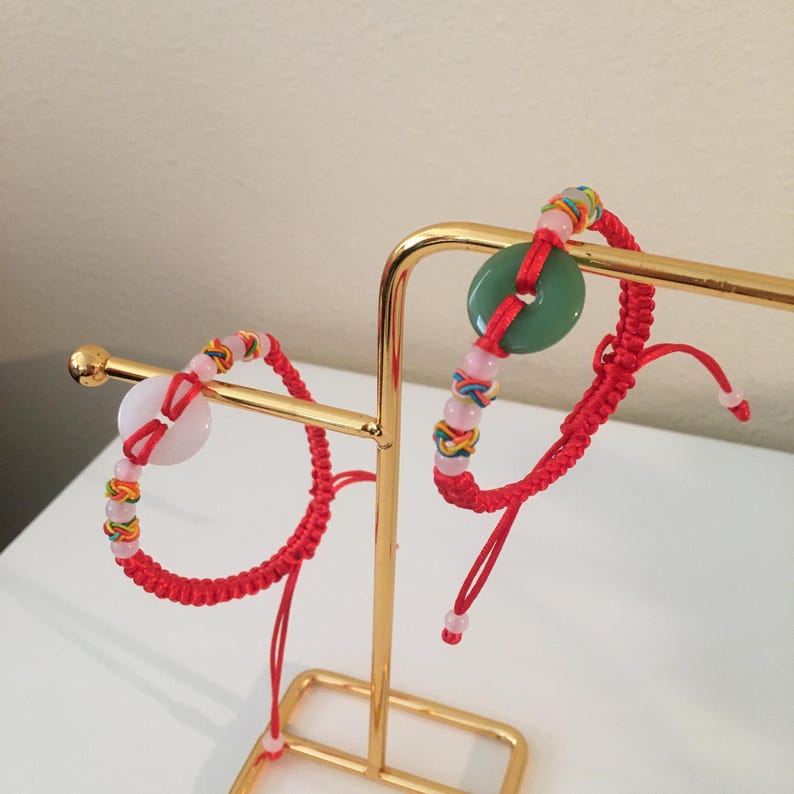 Handmade Jade Red String Bracelet: Adjustable Lucky Charm, Chinese Jade image 4