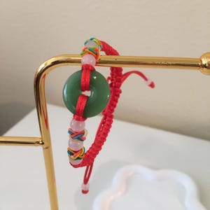 Handmade Jade Red String Bracelet: Adjustable Lucky Charm, Chinese Jade image 6