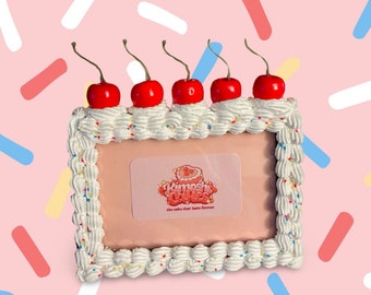 Cherry Sprinkle Fake Cake Photo Frame, Unique Photo Frame, Dopamine Home Decor Picture Frame, Maximalist Dopamine Room Decor 4x6