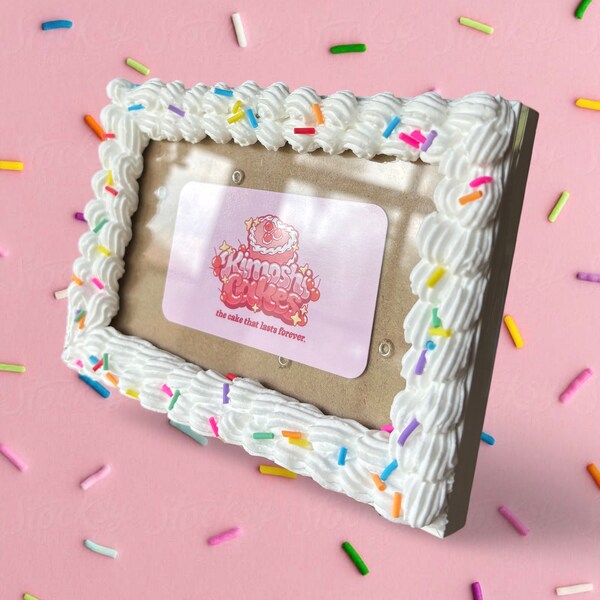Fake Cake Photo Frame with Sprinkles - Decoden Photo Frame - Unique Home Picture Frame - Cute Wall Decor  4x6 5x7
