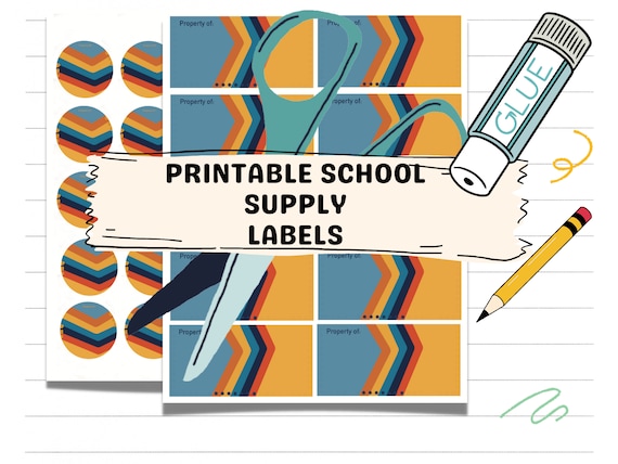 School Supply Labels Printable School Supply Labels School - Etsy
