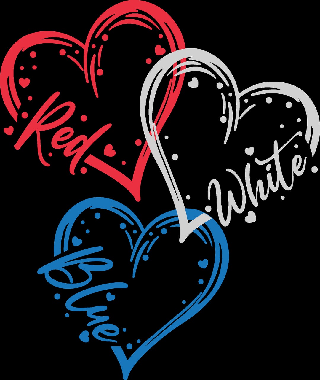 Red White & Blue Hearts SVG PNG Etsy