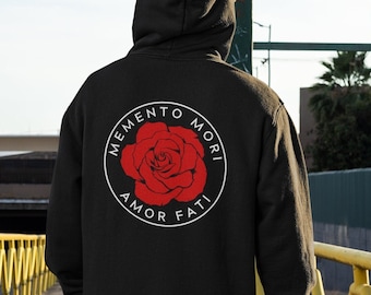 Marcus Aurelius Memento Mori Amor Fati Rose Hoodie, Memento Vivere, Stoicism, Stoic Philosopher, Roman Emperor, Graduation Gift for Him Her
