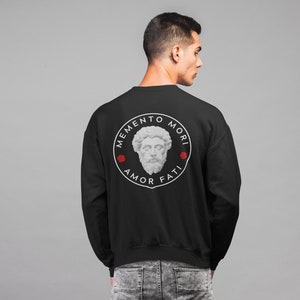 Marcus Aurelius Memento Mori Amor Fati Sweatshirt - Stoic Philosopher Gift, Unisex Crewneck, Roman Emperor, Graduation Present, Stoicism
