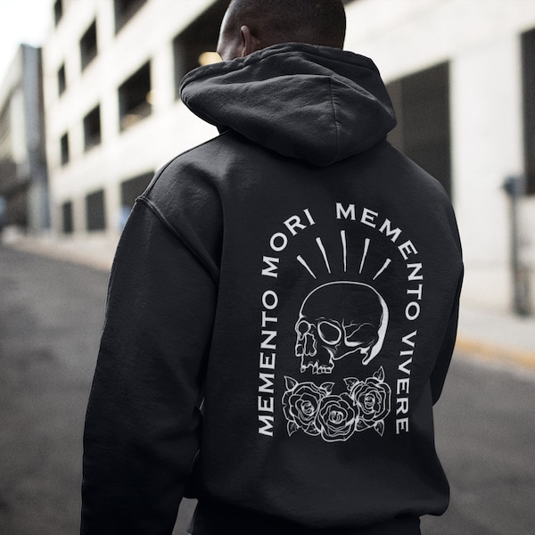 Memento Mori Memento Vivere Skull Rose Unisex Hoodie, Marcus Aurelius Amor Fati, Stoic Philosopher, Stoicism, Philosophy Gift for Her Him