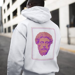 Marcus Aurelius hoodie neonfilosofie, stoïcijns filosoof, stoïcisme, Romeinse keizer, Amor Fati, Memento Mori, afstudeercadeau voor haar hem