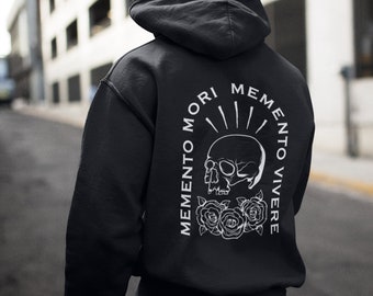 Memento Mori Memento Vivere Skull Rose Unisex Hoodie, Marcus Aurelius Amor Fati, Stoic Philosopher, Stoicism, Philosophy Gift for Her Him